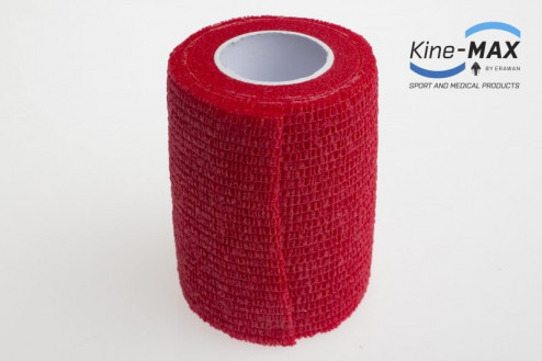 KINE-MAX COHESIVE ELASTIC BANDAGE ELASTICKÁ SAMOFIXAČNÍ BANDÁŽ 7,5cm x 4,5m - Červená č.2