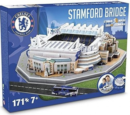 3D PUZZLE FOTBALOVÝ STADION - STAMFORD BRIDGE (CHELSEA) - Modrá č.1