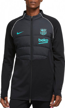 NIKE FC BARCELONA STRIKE WINTER WARRIOR FOTBALOVÁ BUNDA - Černá, Světle modrá č.1