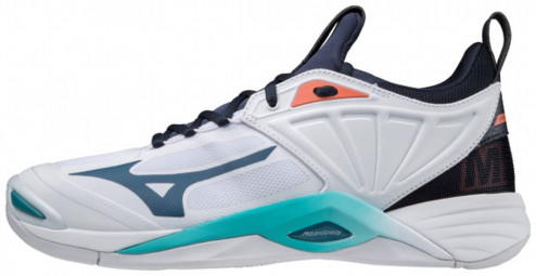 MIZUNO WAVE MOMENTUM 2 VOLEJBALOVÉ BOTY PÁNSKÉ - Bílá, Světle modrá č.1