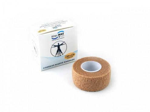 KINE-MAX COHESIVE ELASTIC BANDAGE ELASTICKÁ SAMOFIXAČNÍ BANDÁŽ 2,5cm x 4,5m - Béžová č.1