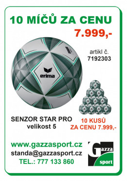 ERIMA SET 10 x SENZOR-STAR PRO FOTBALOVÝ MÍČ VELIKOST 5 - Bílá, Šedá č.2